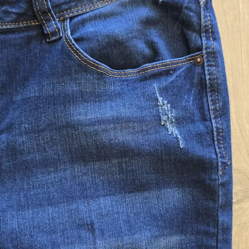 Classic Navy Distressed Skinny Jeans - Picture 10 of 16